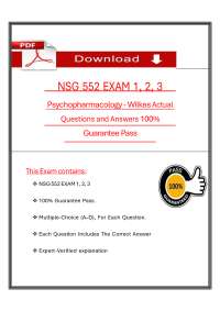 Wilkes NSG 552 Psychopharmacology Exam 1, 2 & 3 Qs & Ans with Explanation Verified Revised