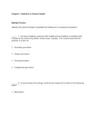 Assessment Resource Pack for LUTZ NUTRITION