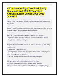 VIID – Immunology Test Bank Study Questions & Well Researched Answers 2025-2026. Graded A