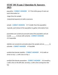 STAT 101 Exam 2 Question & Answers 2025