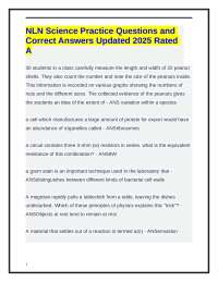 NLN Science Practice Questions and Correct Answers Updated 2025 Rated A