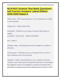 NLN-PAX Science Test Bank Questions and Correct Answers Latest Edition 2025-2026 Rated A