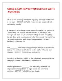 ORGB EXAM REVIEW QUESTIONS WITH ANSWERS