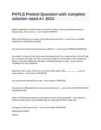 PHTLS Pretest Question with complete solution rated A.docx