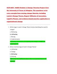 NUR 4455 / N4455 Module 2: Change Theories Project from  the University of Texas at Arling