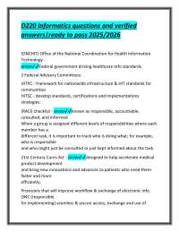 D220 Informatics questions and verified answers|ready to pass 2025/2026