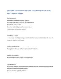 (NURSING) Fundamentals of Nursing 10th Edition Potter Perry Test Bank Complete Solution