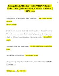 Georgettes LMR study set | PMHNP Review   items /2025 Questions with Correct  Answers |