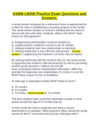 ASWB LMSW Practice Exam Questions and Answers.