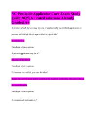 NC Pesticide Applicator Core Exam Study guide 2025| A+ rated solutions Already Graded A+