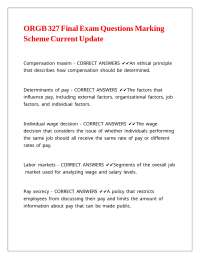 ORGB 327 Final Exam Questions Marking Scheme Current Update
