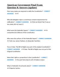 American Government Final Exam Question & Answers (update)