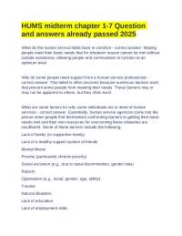 HUMS midterm chapter 1-7 Question and answers already passed 2025