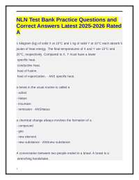 NLN Test Bank Practice Questions and Correct Answers Latest 2025-2026 Rated A