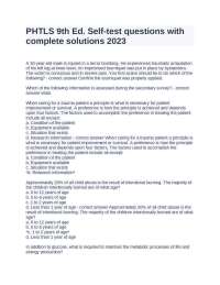 PHTLS 9th Ed. Self-test questions with complete solutions 2023.docx