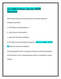 116 Final Practice Test for SPHR Questions With Complete Correct Solutions| A+ Rated