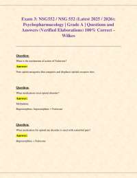 Exam 3: NSG552 / NSG 552 (Latest 2025 / 2026): Psychopharmacology | Grade A | Q&A