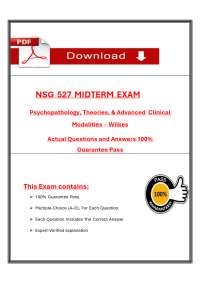 NSG 527 Midterm Exam: Psychopathology, Theories, and Clinical Modalities