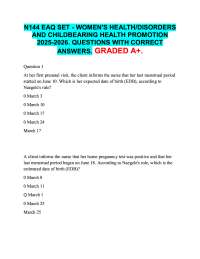 N144 EAQ SET - WOMEN'S HEALTH/DISORDERS  AND CHILDBEARING HEALTH PROMOTION  2025-2026. A+