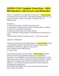 ASWB LCSW Complete Exam Prep – 2024 |800 Questions with Answers and Rationales.