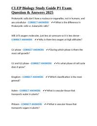 CLEP Biology Study Guide P1 Exam Question & Answers 2025