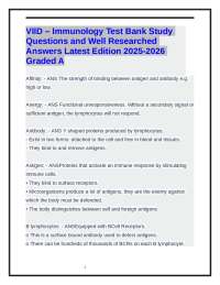 VIID – Immunology Test Bank Study Questions & Well Researched Answers 2025-2026. Graded A