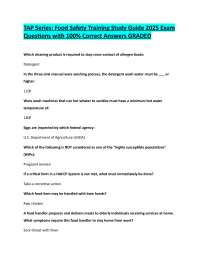 TAP Series: Food Safety Training Study Guide 2025 Exam  Questions with 100% Correct Answer