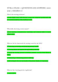 NUR215 EXAM 1 | QUESTIONS AND ANSWERS | 2025-2026 | GRADED A+