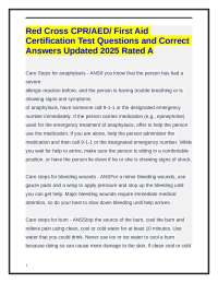 Red Cross CPR/AED/ First Aid Certification Test Questions and Correct Answers Updated 2025