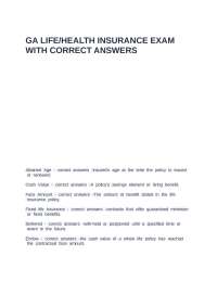 GA Life -Health Insurance Exam with correct answers