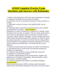 ASWB Complete Practice Exam Questions and Answers with Rationales.