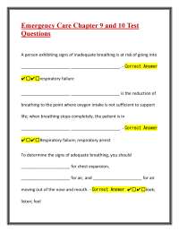 Emergency Care Chapter 9 and 10 Test Questions With High Expert Verified Answers