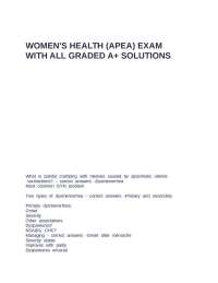 Women's Health (APEA) exam with all graded A+ solutions