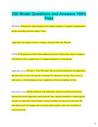 OSI Model Questions and Answers 100%  Pass  OSI Model ✔✔model for understanding and develo