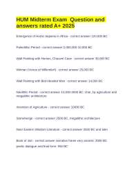 HUM Midterm Exam  Question and answers rated A+ 2025