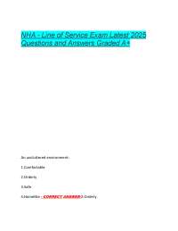 NHA - Line of Service Exam Latest 2025  Questions and Answers Graded A+