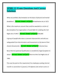 SPHR 111 Exam Questions And Correct Solutions | Test Your Knowledge