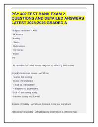 PSY 402 TEST BANK EXAM 2 QUESTIONS AND DETAILED ANSWERS LATEST 2025-2026 GRADED A