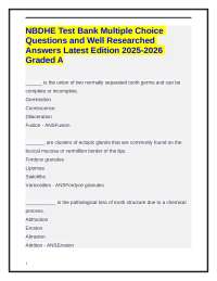NBDHE Test Bank Multiple Choice Questions & Well Researched Answers Latest Edition 2025-26