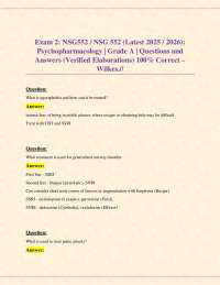 Exam 2: NSG552 / NSG 552 (Latest 2025 / 2026): Psychopharmacology | Grade A