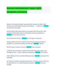 Human development exam with complete solutions.