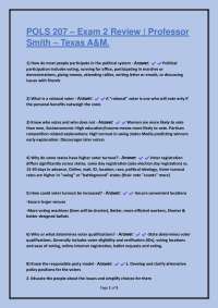 POLS 207 Exam 2 Review | Professor Smith Texas A&M M.