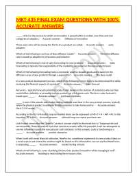 MKT 435 FINAL EXAM QUESTIONS WITH 100% ACCURATE ANSWERS