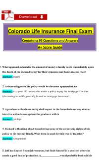 Colorado Life Insurance Final Exam – 95 Official-Style Questions with Answers 2025