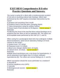 EXIT HESI Comprehensive B Evolve Practice Questions and Answers.