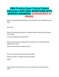 RMA Practice Exam Clinical Patient  Interaction 2025-2026. QUESTIONS WITH  VERIFIED ANSWER