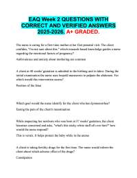 EAQ Week 2 QUESTIONS WITH  CORRECT AND VERIFIED ANSWERS  2025-2026. A+ GRADED.  The nurse