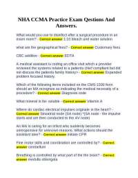 NHA CCMA Practice Exam Questions And Answers.