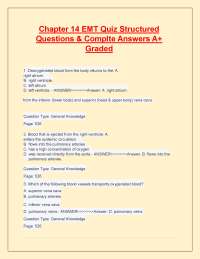 Chapter 14 EMT Quiz Structured  Questions & Complete Answers A+  Graded