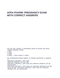 APEA Pharm- Pregnancy exam with correct answers